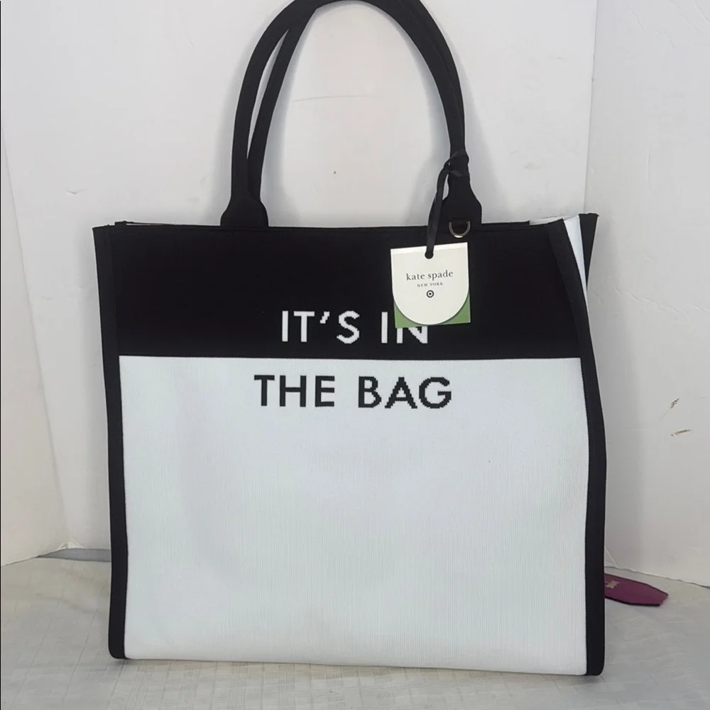 Kate Spade knit color block Black and White Tote Bag NWT